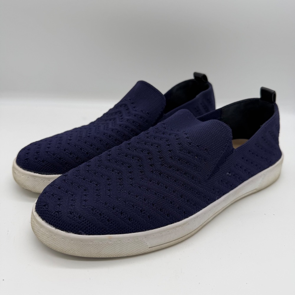 Taryn Rose Navy Blue Knit Slip On Sneakers Shoes Womens Size 9